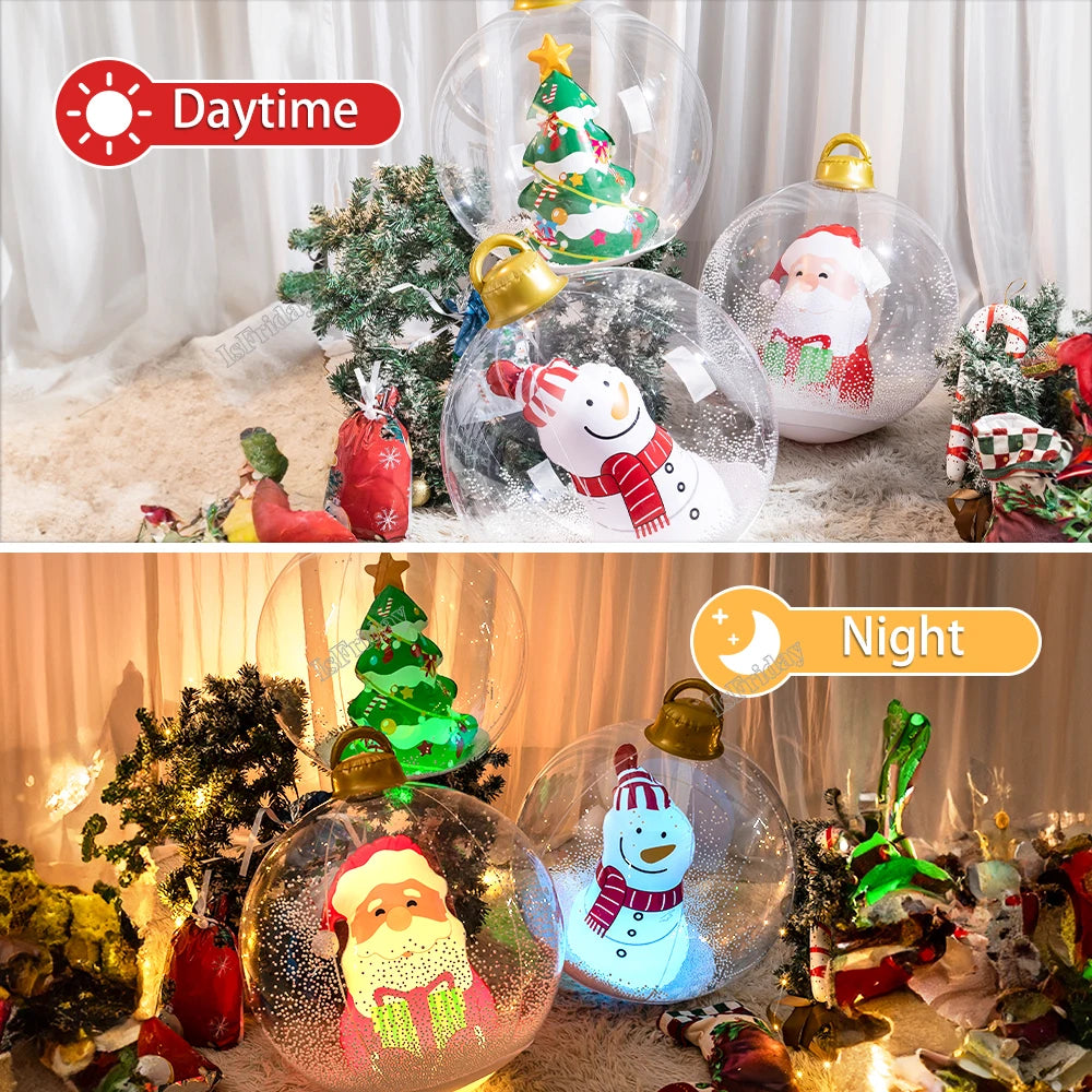 60cm Giant Luminous Inflatable Christmas Balls With Lights Pvc Outdoor