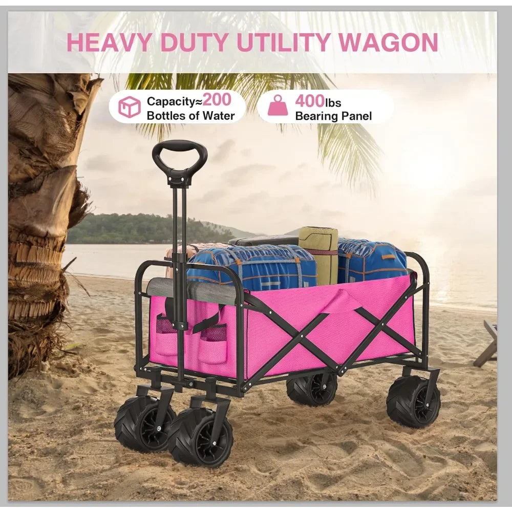 Sand Camping Trolley Pink Garden Carts Folding