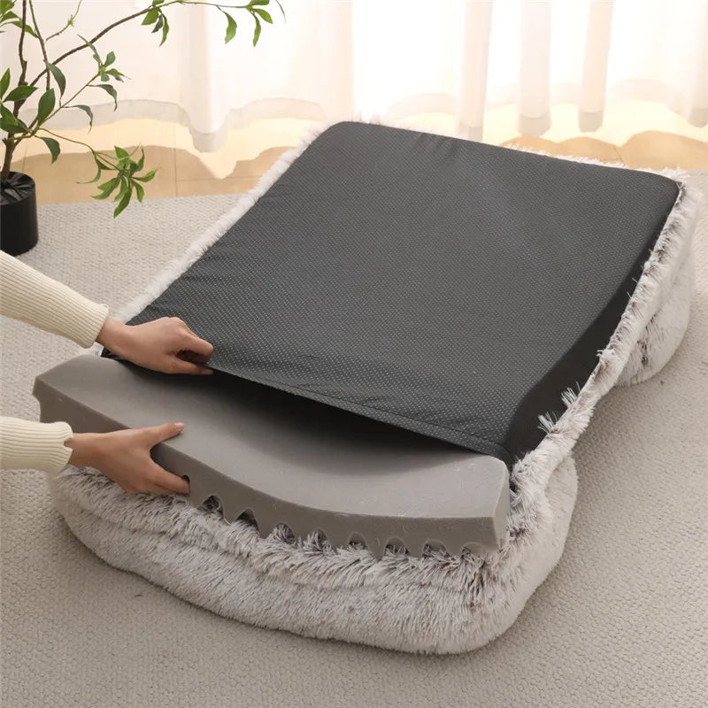 Winter Rectangular Large Dog Beds Washable Plush Fluffy