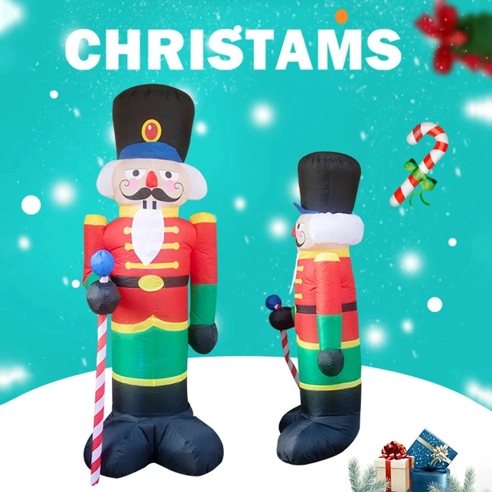 2.4M Inflatable Nutcracker Soldier built-in LED Light Outdoors Christmas Decorations