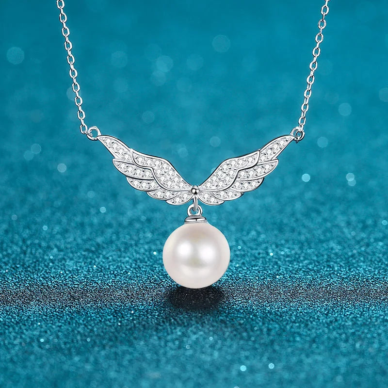 Collarbone Chain 11mm Flawless Pearl Angel Wings