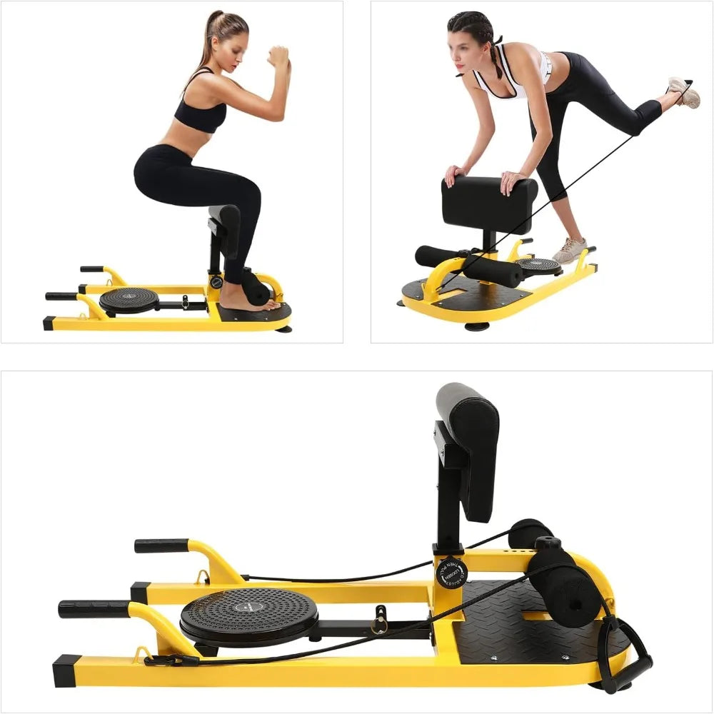 Multi-Function Deep Squat Machine Yellow and Black Home Gym Hip Thrust Machine