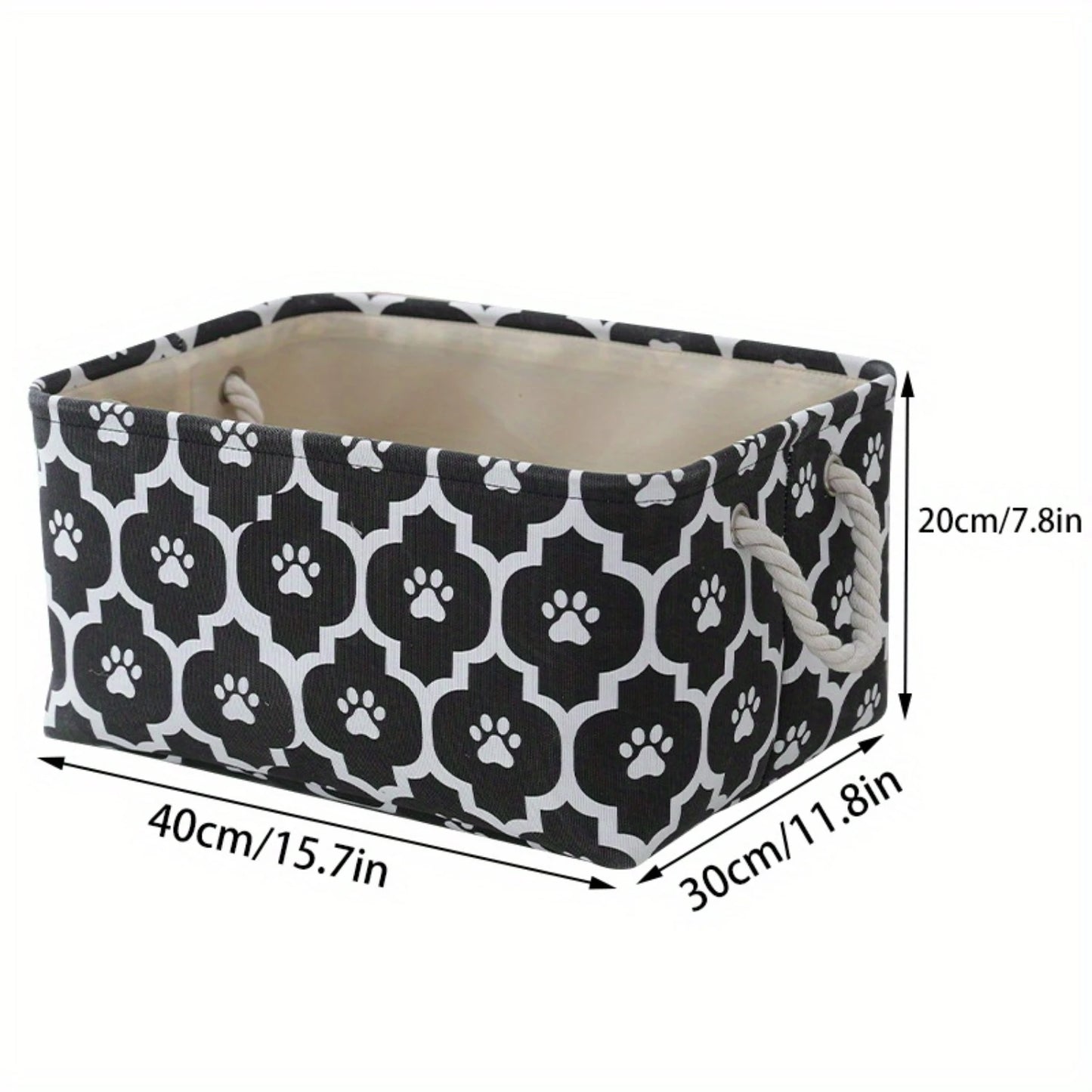 1pc Pet Toy Foldable Basket - Felt  Box For Dog Toys And Accessories With Rope Handle