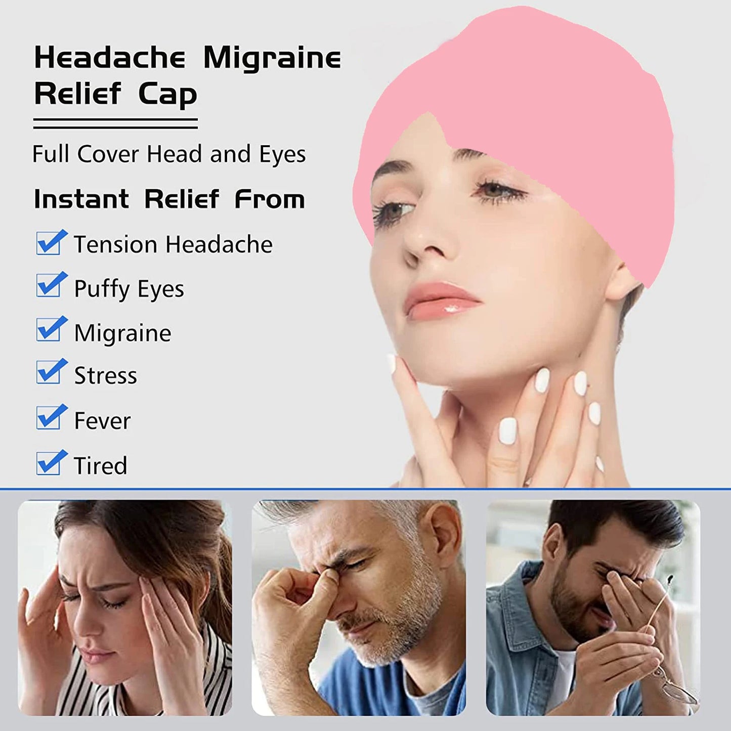 Migraine Relief HatHead Massager Gel Hot Cold Therapy