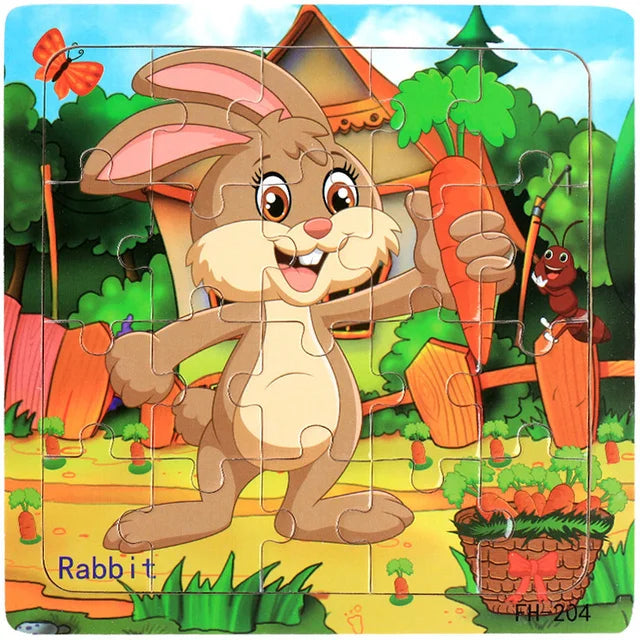 New 20 Piece Wooden 3d Puzzle Cartoon Animal Vehicle Jigsaw Puzzle