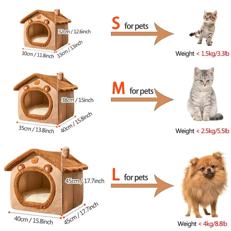 2024Foldable Pet House Removable Washable Cat/dog House