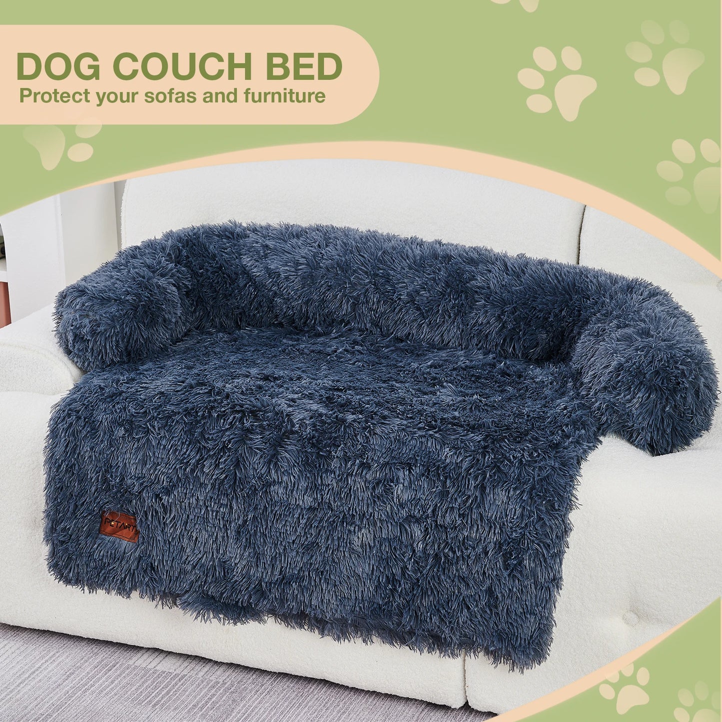 Dog Couch Bed Mat Fluffy Plush Dog Sofa Bed with Blanket