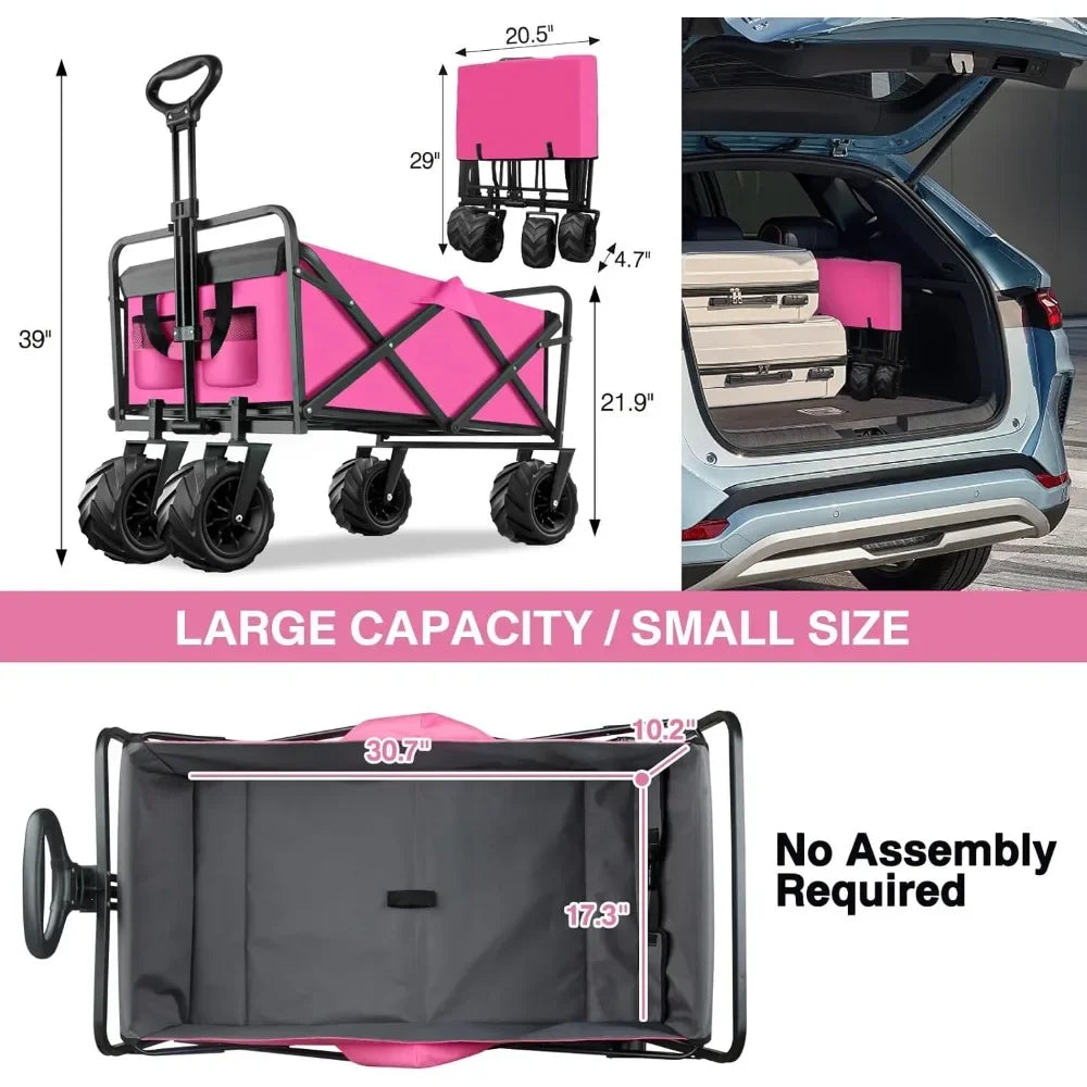 Sand Camping Trolley Pink Garden Carts Folding