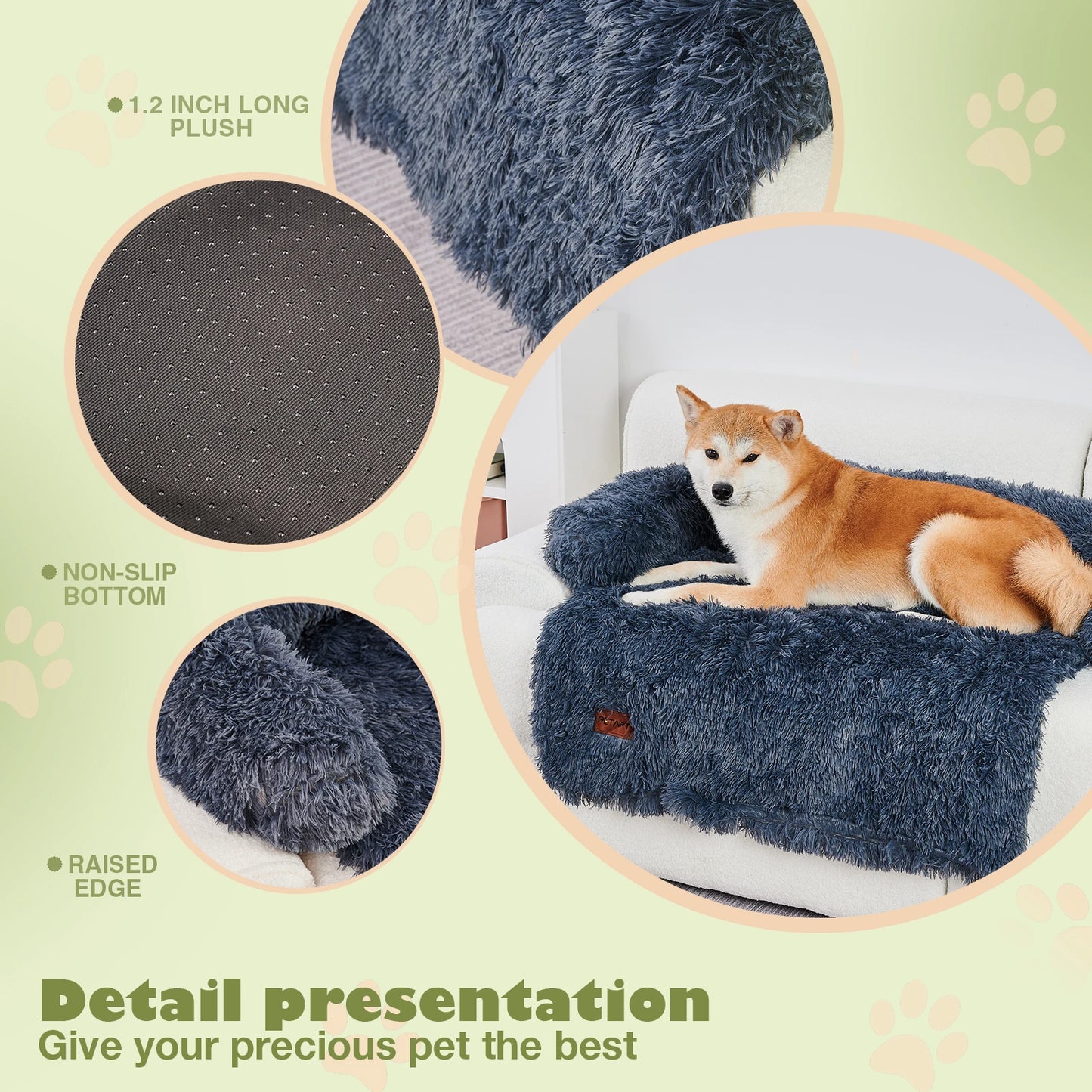 Dog Couch Bed Mat Fluffy Plush Dog Sofa Bed with Blanket