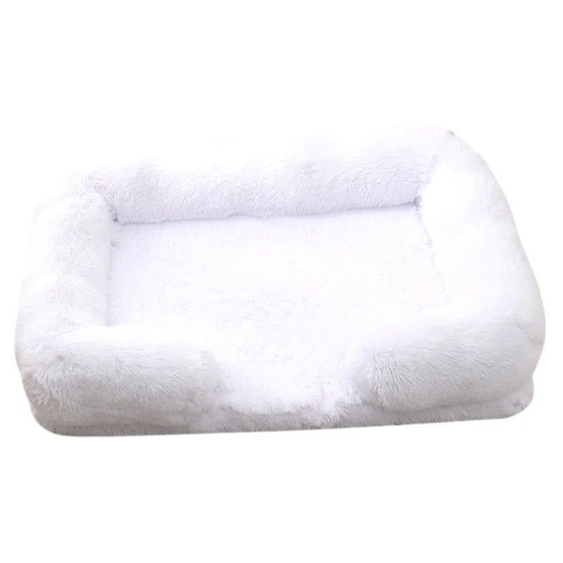 Winter Rectangular Large Dog Beds Washable Plush Fluffy