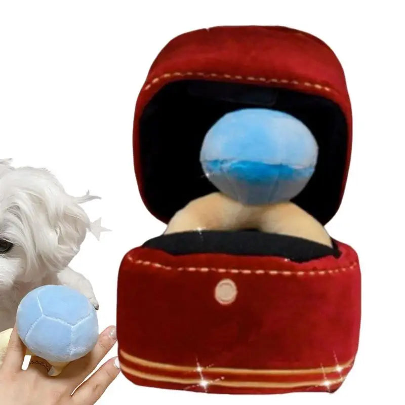 Pet Toy Ring Box Plush Toy Love Diamond Ring Case Stuffed Pet Chew Toy Sounds