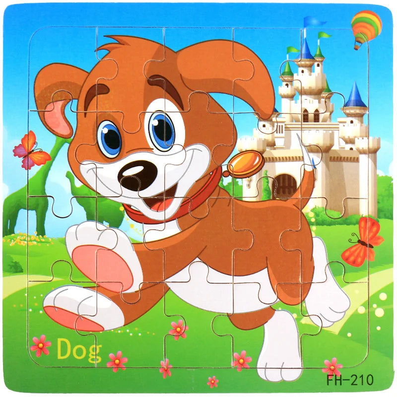 New 20 Piece Wooden 3d Puzzle Cartoon Animal Vehicle Jigsaw Puzzle