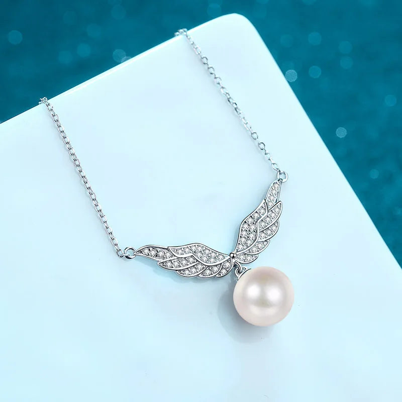 Collarbone Chain 11mm Flawless Pearl Angel Wings