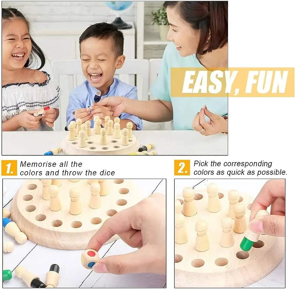 Wooden Memory Match Stick Chess Color Game Board Puzzles