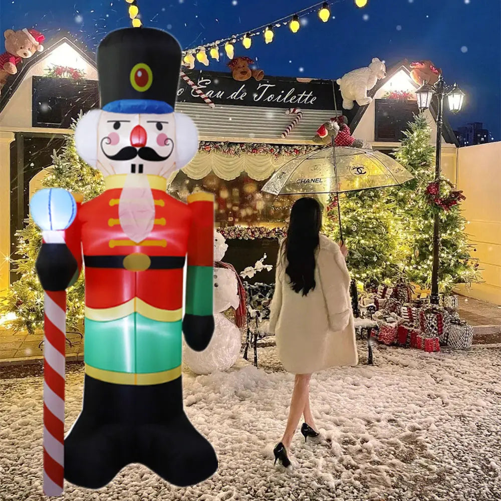 2.4M Inflatable Nutcracker Soldier built-in LED Light Outdoors Christmas Decorations