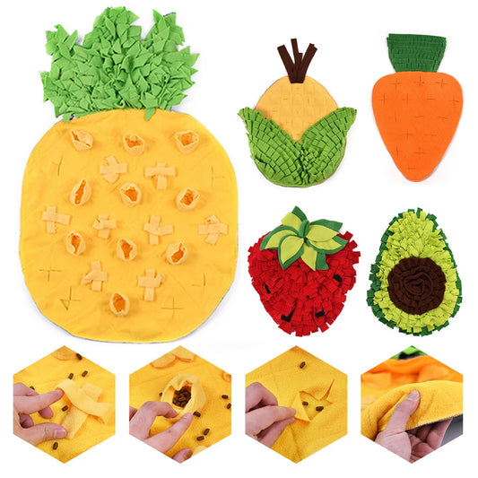 Snuffle Mat for Dogs Fruit Vegetable Series Feeding Mat Interactive Dog Sniffing Foraging Mat