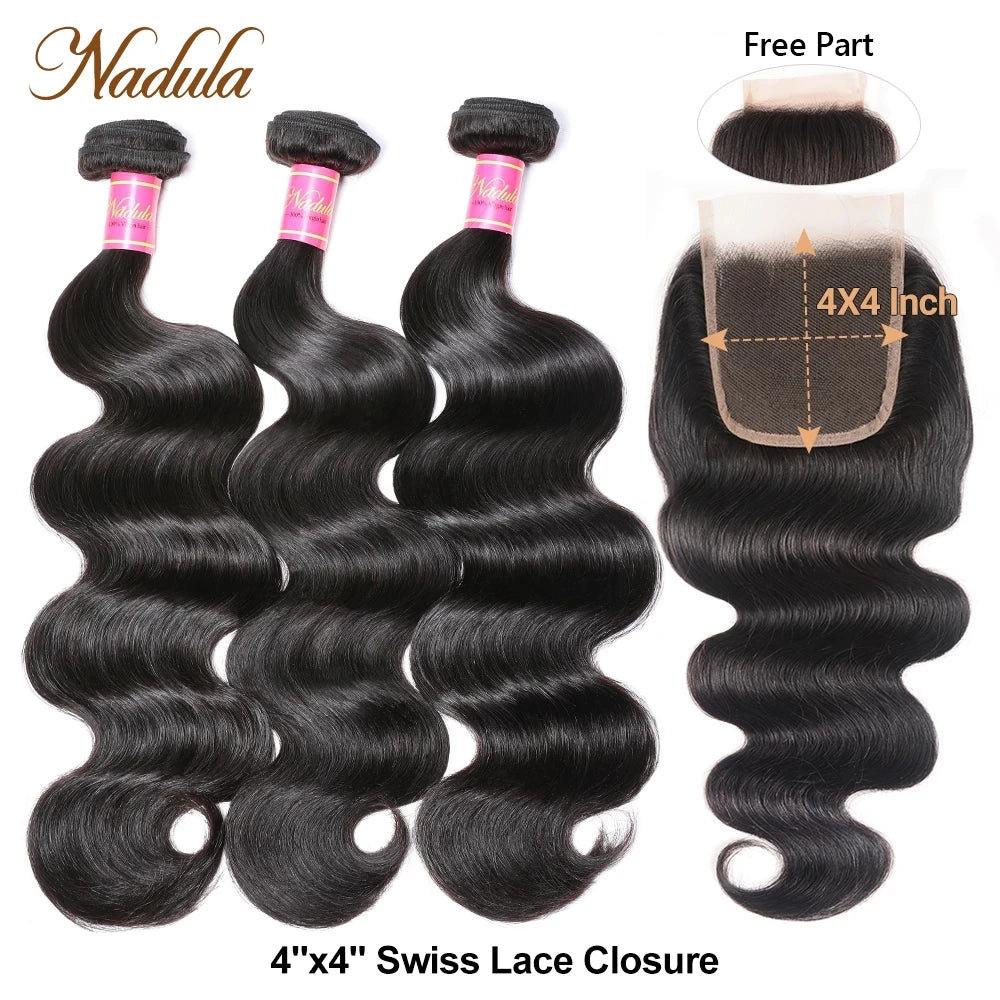 Nadula Hair Hd Lace Closure Brazilian Body Wave Bundles