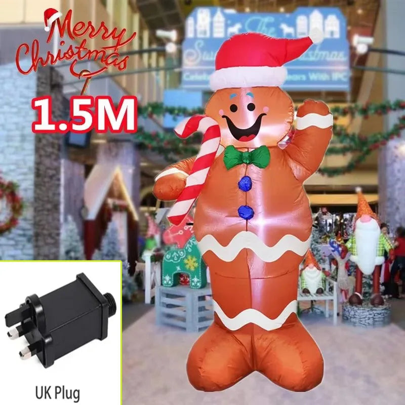 1.2M Christmas Decoration Crutch Santa Claus Inflatable Toy with LED Lights