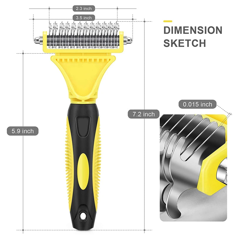 Pets Stainless Steel Grooming Brush Two-Sided Shedding