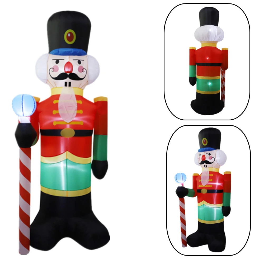 2.4M Inflatable Nutcracker Soldier built-in LED Light Outdoors Christmas Decorations