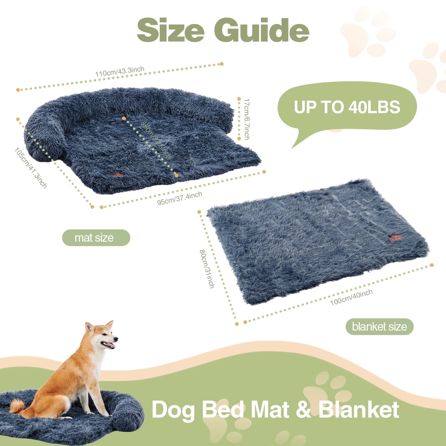 Dog Couch Bed Mat Fluffy Plush Dog Sofa Bed with Blanket