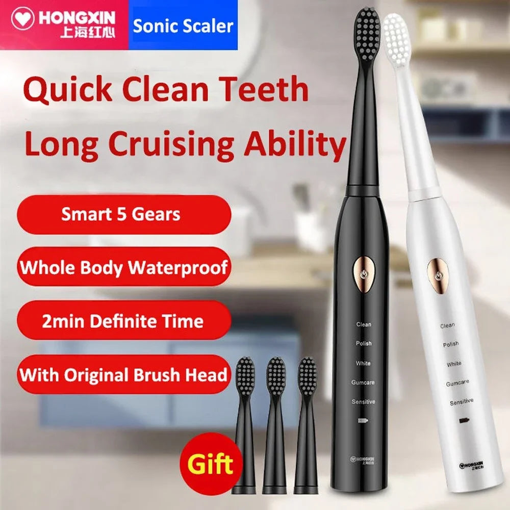 Rechargeable USB Adult Smart Electric Toothbrush IPX7 Waterproof Ultrafast