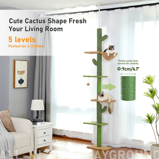 Adjustable 239-275cm Height Cactus Cat Tree