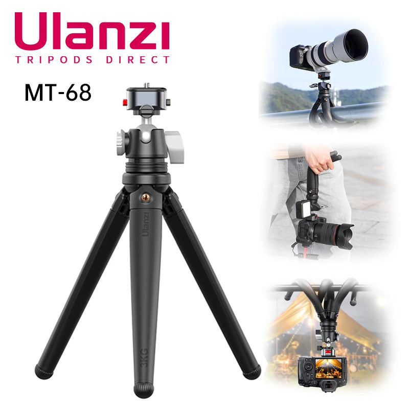 MT-68 Mini Flexible Tripod Stand for Camera DSLR Smartphone