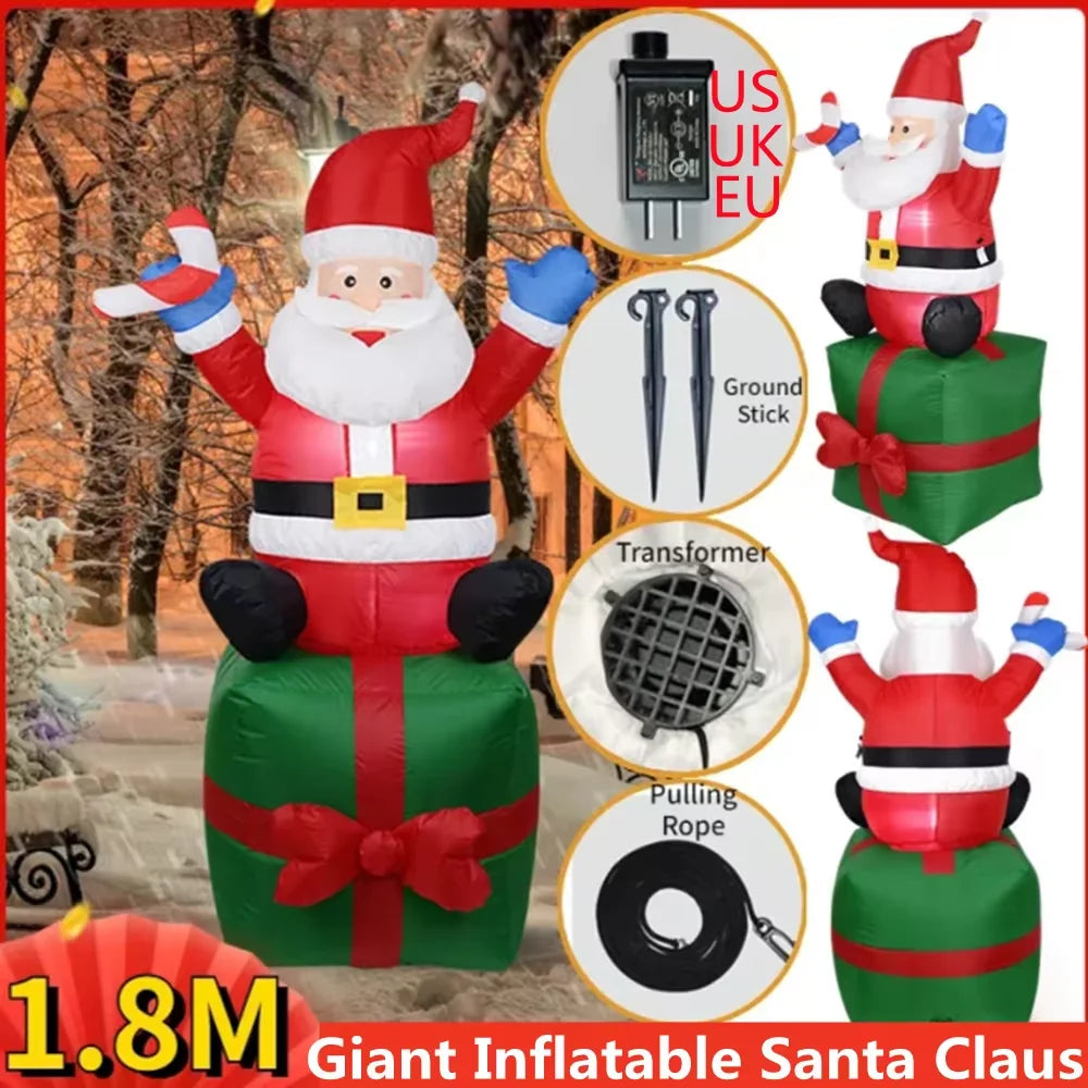 1.8M Giant Christmas Inflatable Santa With LED Lights Inflatable