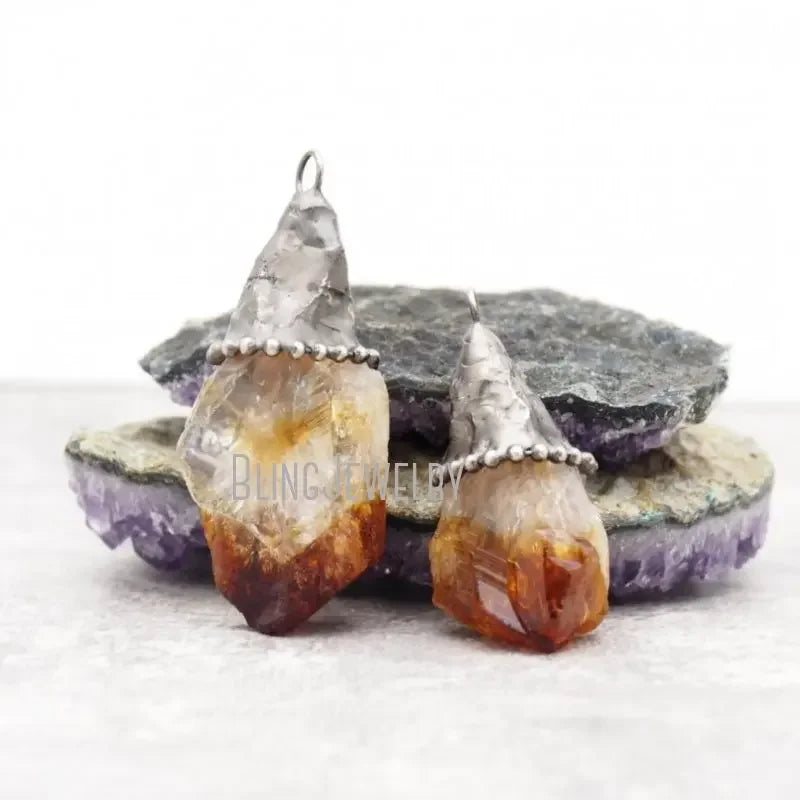 10pcs Citrine Amethyst Crystal Necklace Earring