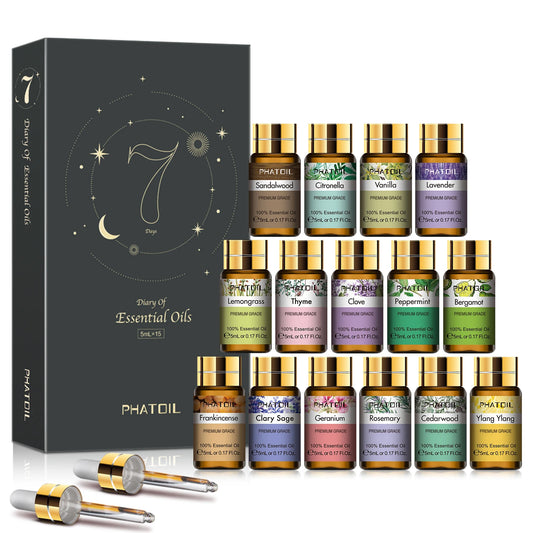 PHATOIL 15pcs Gift Set Pure Essential Oils