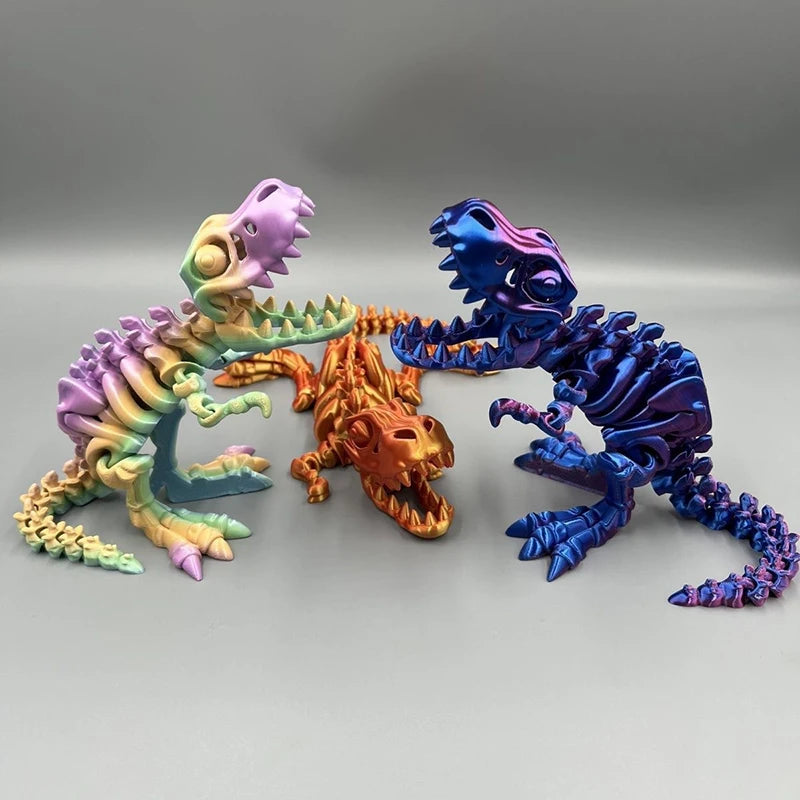 3D Printed Dragon Set Crafts Model Decoration Fidget Toy Rotatable Tyrannosaurus Rex Skeleton