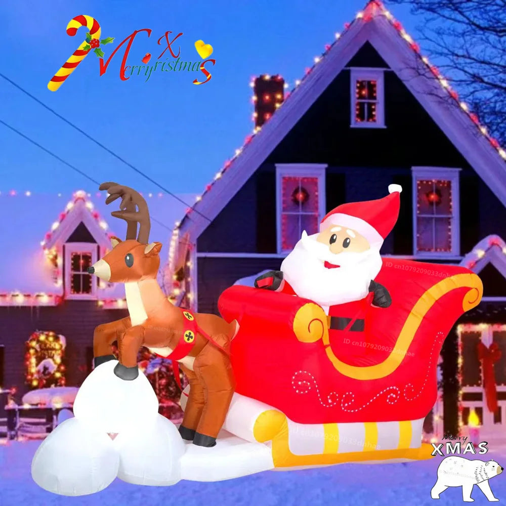 1.5M/5FT Christmas Inflatable Snowman/Deer Trailer Santa Claus Model With LED Lights