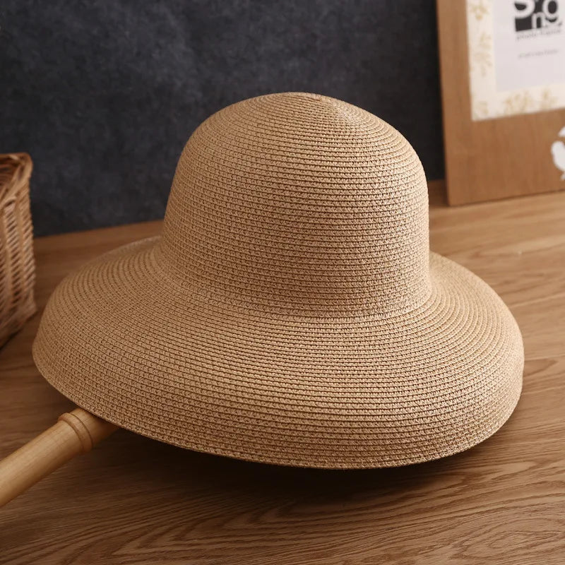 Summer Orange White Big Brim Bucket Hat