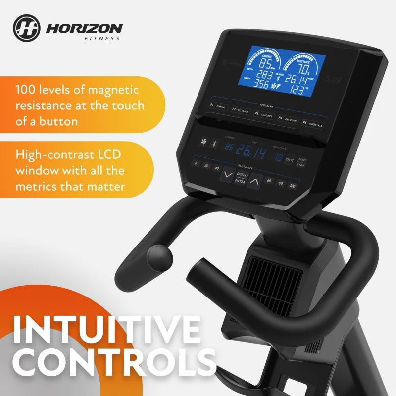 Horizon Fitness 5.0R Recumbent Bike, Cardio, Magnetic Resistance Cycling with Bluetooth