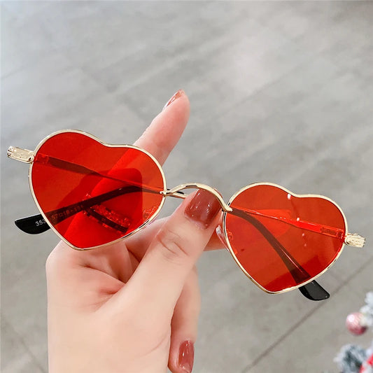 Retro Small Metal Women Red Sunglasses