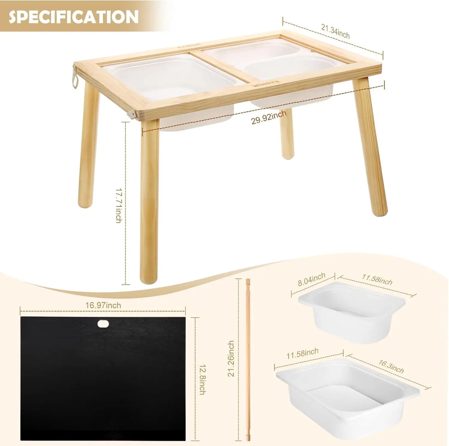 Kids for Play Study Dining Toys Storage, Sensory Tables for Toddler, Activity Table with Storage Bins