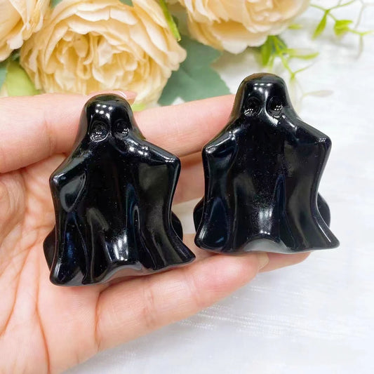 10cm Opalite Obsidian Ghost Figurine Energy Healing