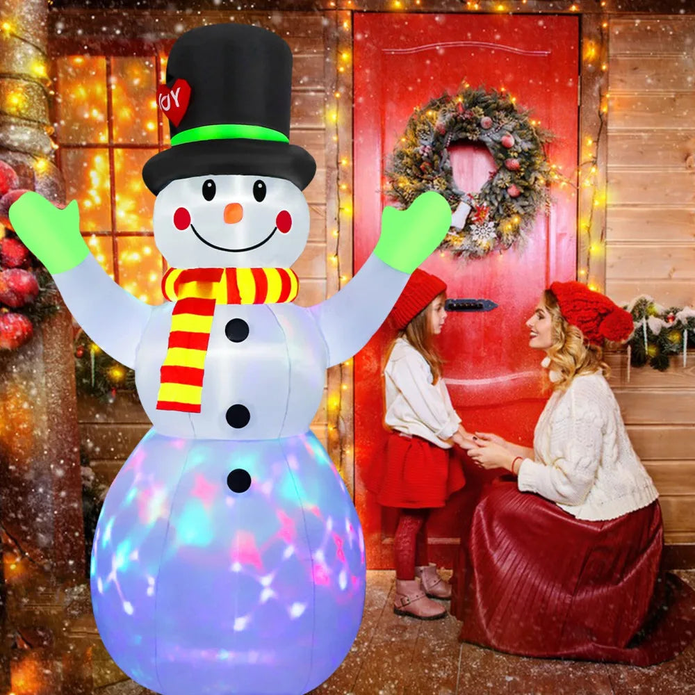 2.2M Christmas Snowman Inflatable Model Rotate LED Light Green Glove