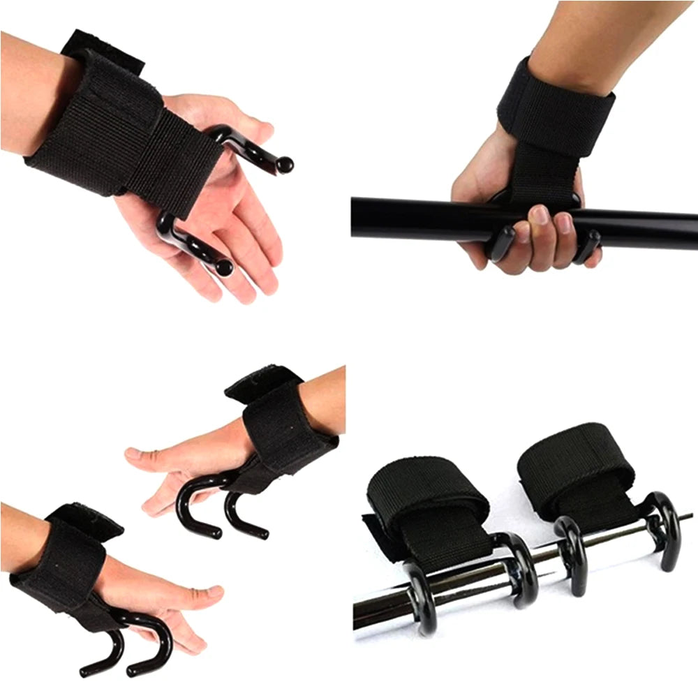 1Pair Adjustable Weight Lifting Hook Wristband Gloves - TotalWellnessMarketplace