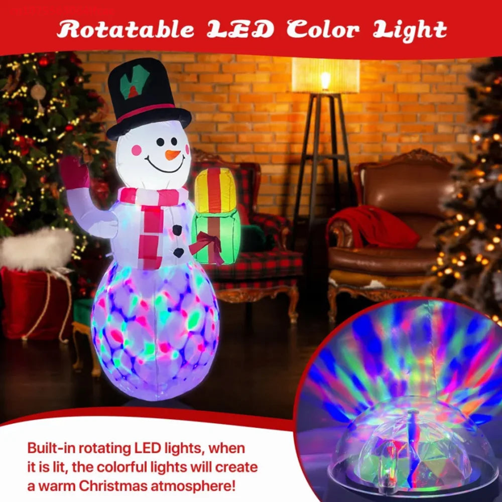 5FT/1.5M Christmas Inflatable Snowman With Color Rotating LED Lights