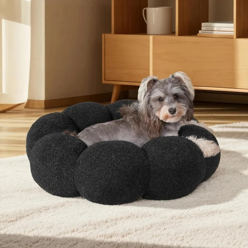 Calming Dog Beds for Medium Dogs-Fluffy Flower Cat&Dog Bed