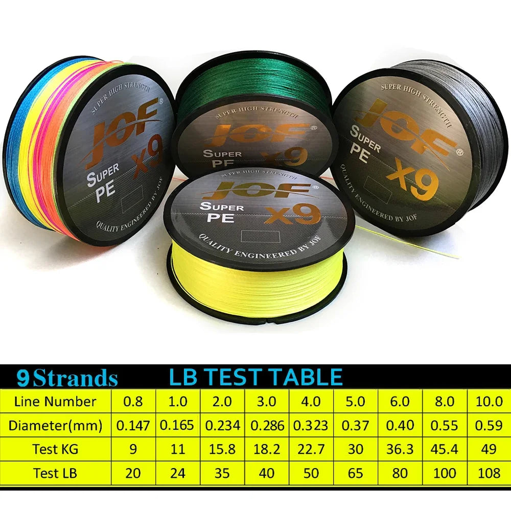 JOF 9 Weaves Fishing Line 500M 300M 100M 9 Strands Braided Fishing Line