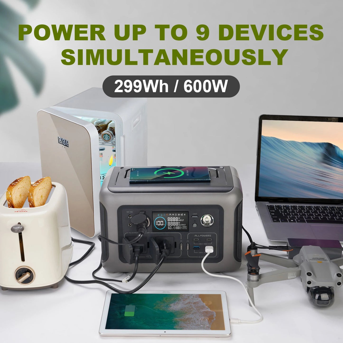 ALLPOWERS R600 Power Supply 299Wh Portable Powerstation 600W AC Outlets