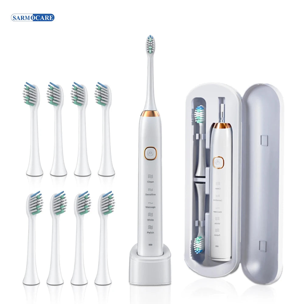 Smart Sonic Electric Toothbrush Ultrasound IPX7 Rechargeable