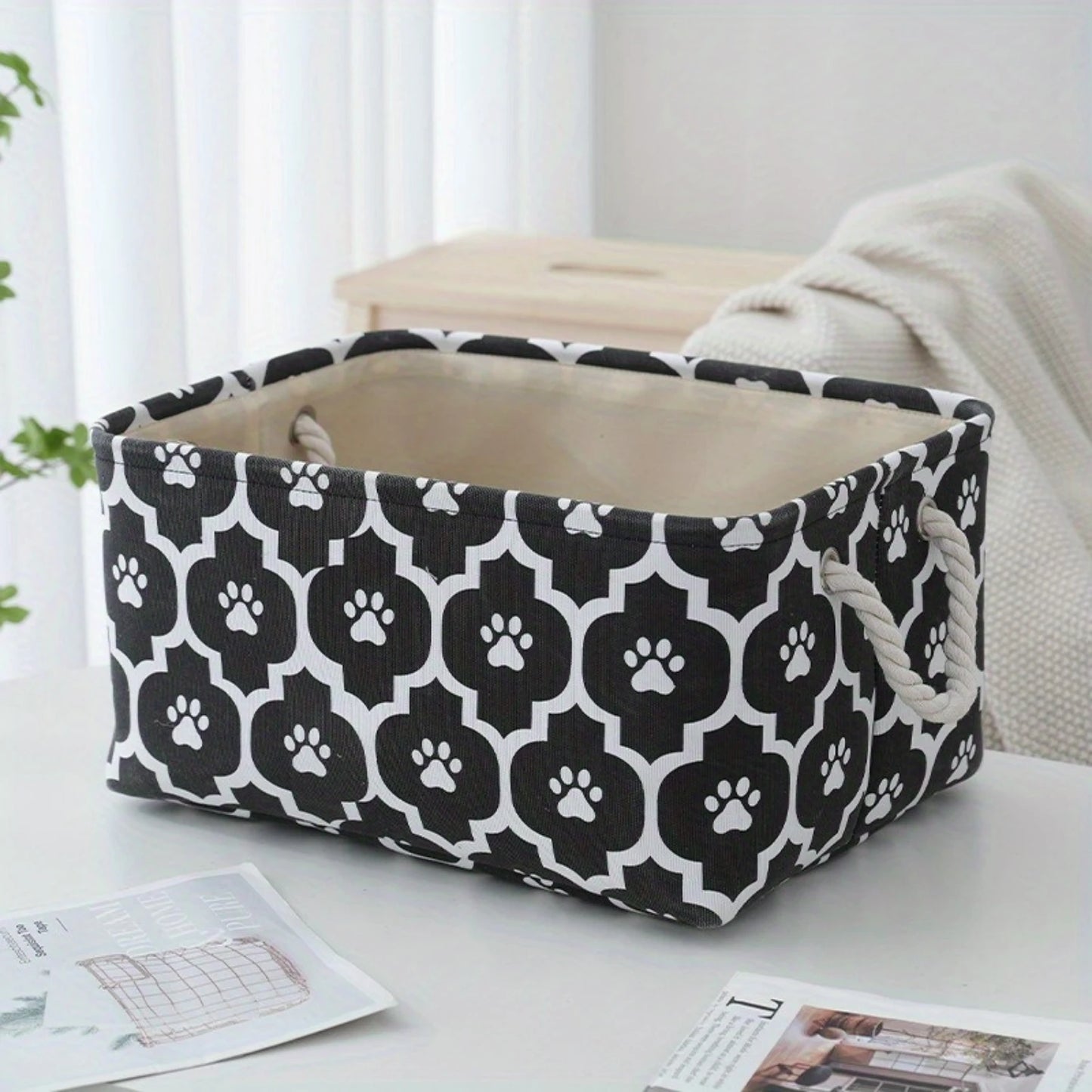 1pc Pet Toy Basket, Dog Toy  Box With Handle