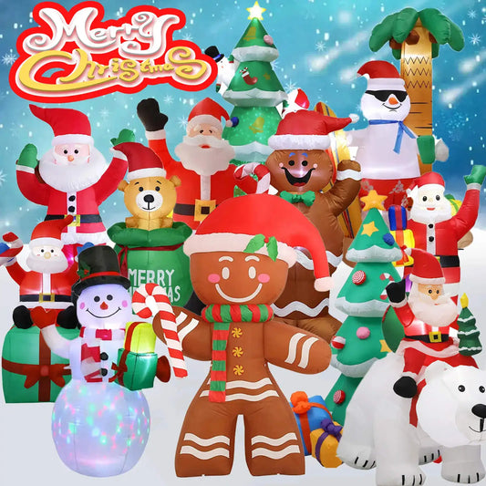 Inflatable Christmas Tree/Snowman/Claus/Big Bear/Gingerbread Man Dolls Model Built-in LED