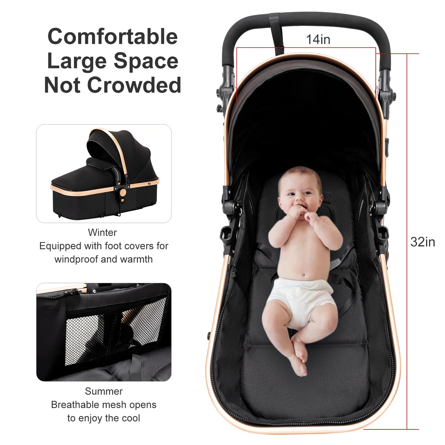 High quality newborn Lightweight  Baby Stroller 3 in 1 Child Safety Seat