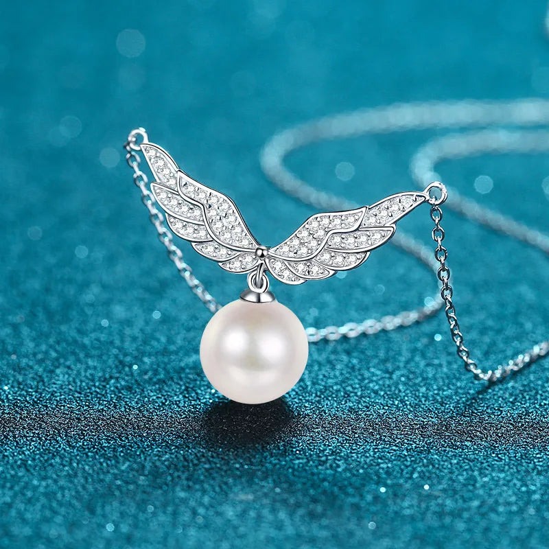 Collarbone Chain 11mm Flawless Pearl Angel Wings