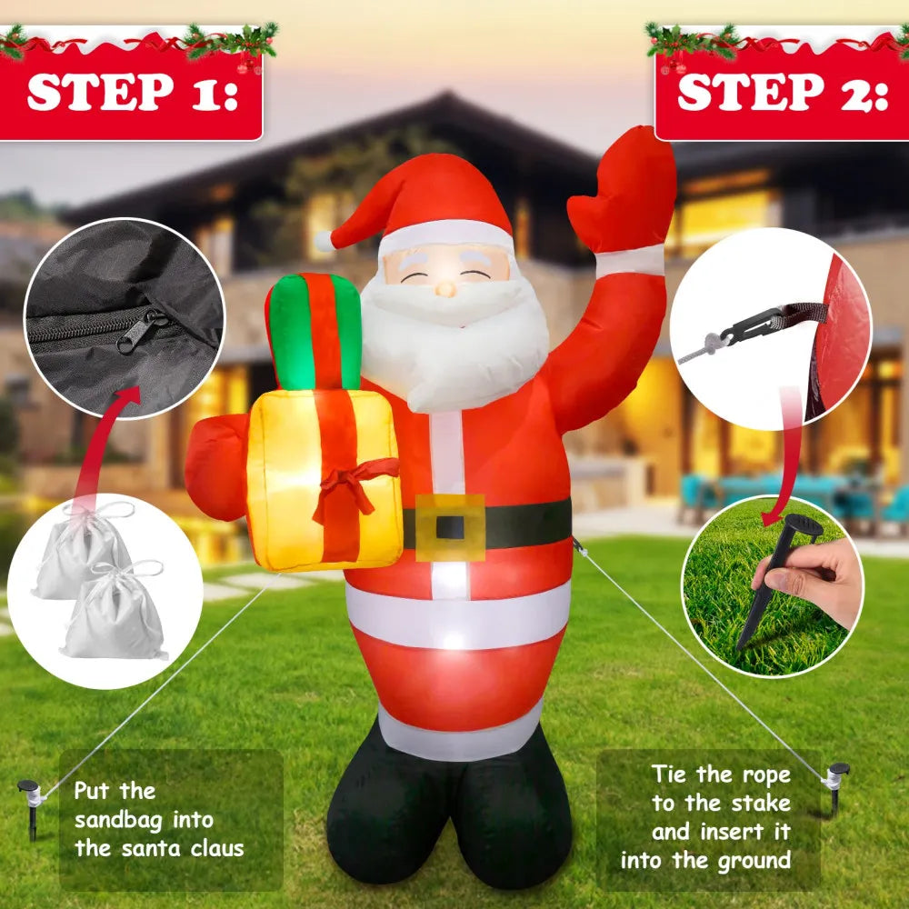 1.5M/5FT Christmas Inflatable Santa Claus Outdoor Decoration for Yard, Weatherproof